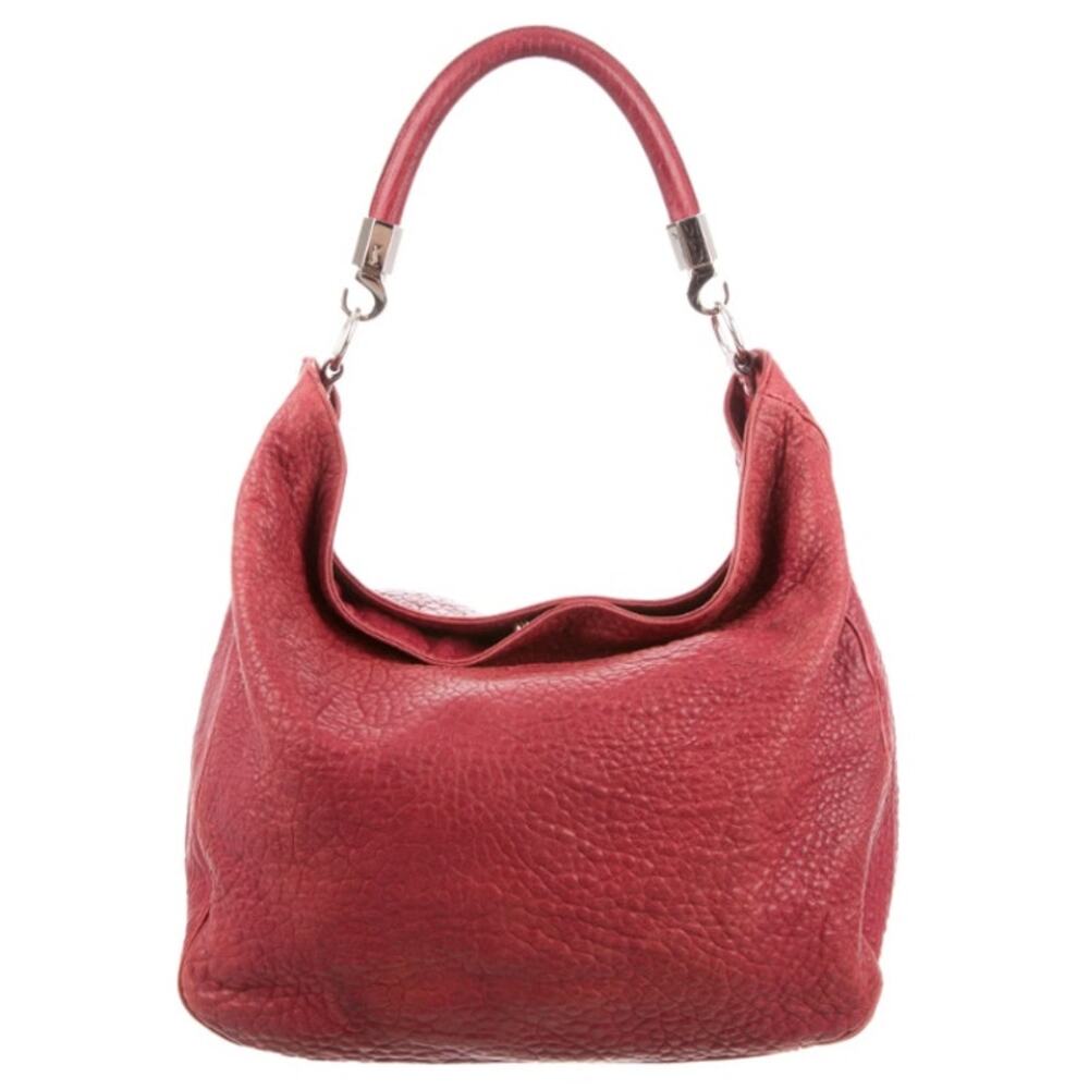 Yves Saint Laurent Red Pebbled Leather Shoulder Bag with Single Handle